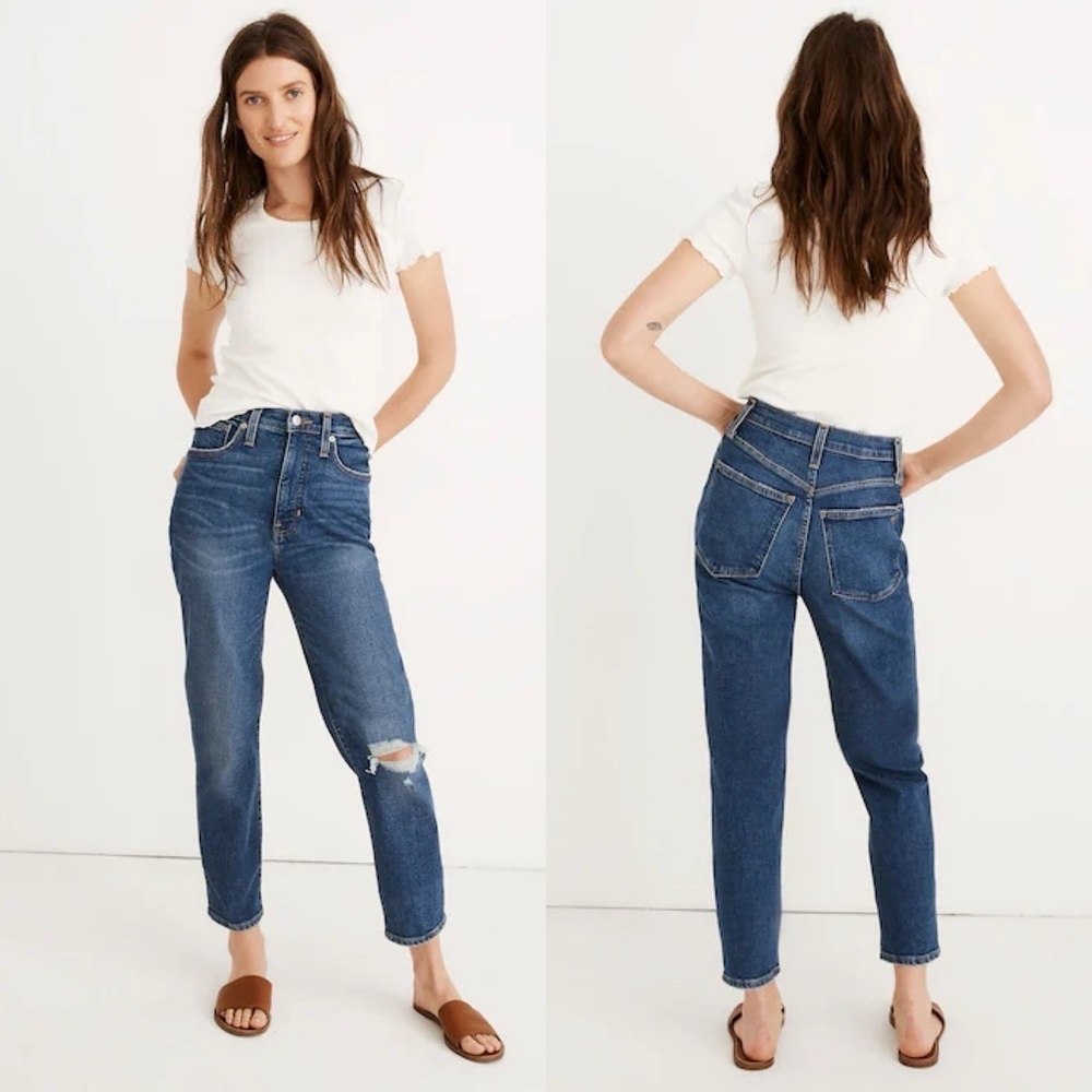Madewell High Rise Mom Jeans Distressed Size 26